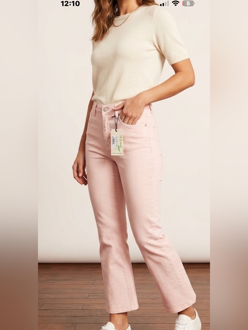 Current/Elliott The Boulevard in Cotton Candy mid Rise boot crop Jeans NWT